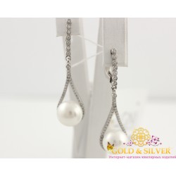 Срібні жіночі срежки "Афіна" з білою перлиною 29639r Gold & Silver, Украина